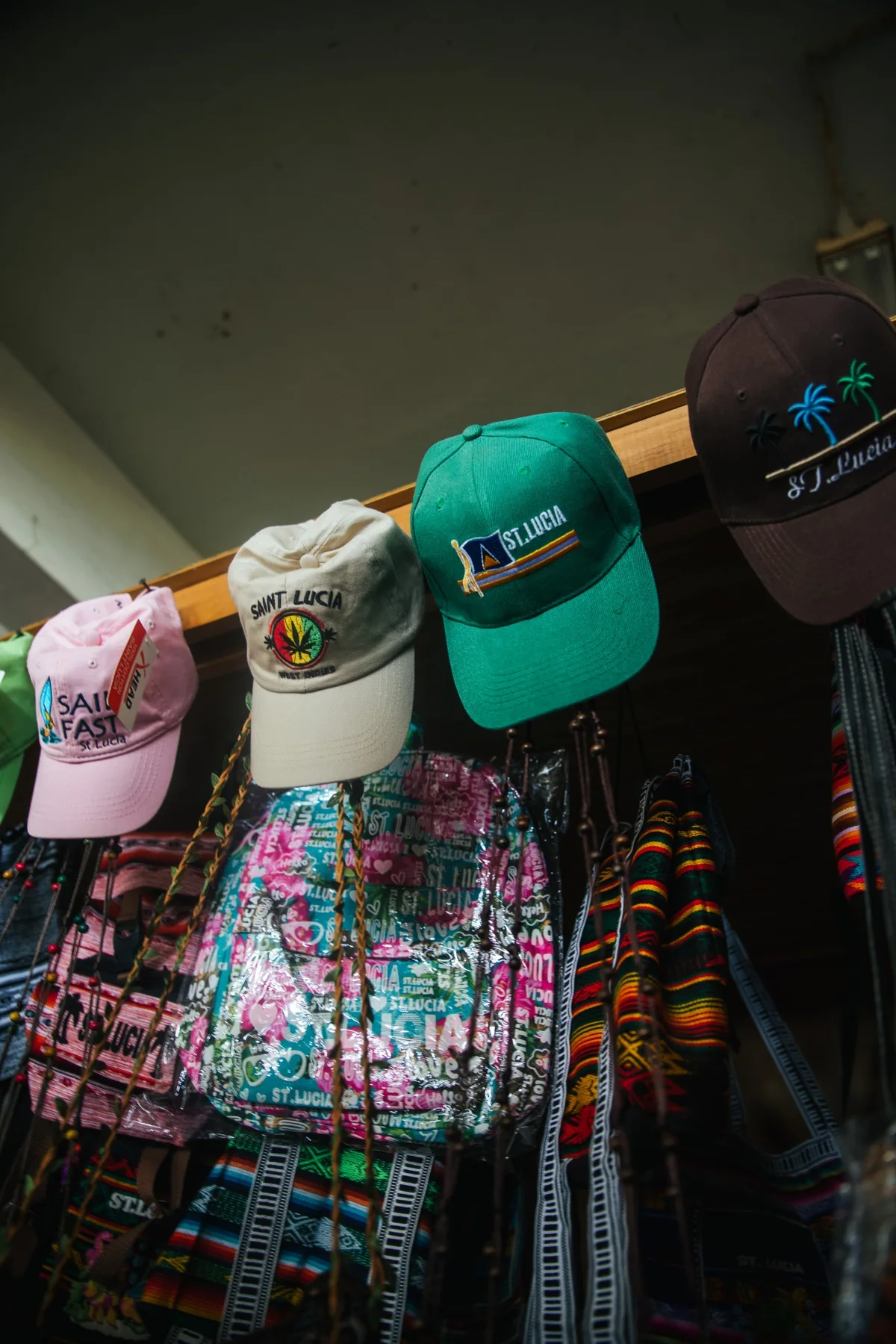 St. Lucia hats, bags and locally sold souvenirs